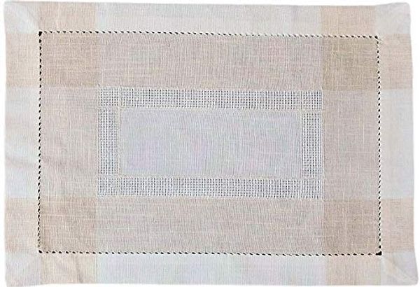 matches21 HOME & HOBBY Tischdecke Tischläufer ALMA Leinenoptik mit Hohlsaum Polyester beige 35 x 50 cm (1-tlg), Pflegeleicht & waschbar bei 30 °C