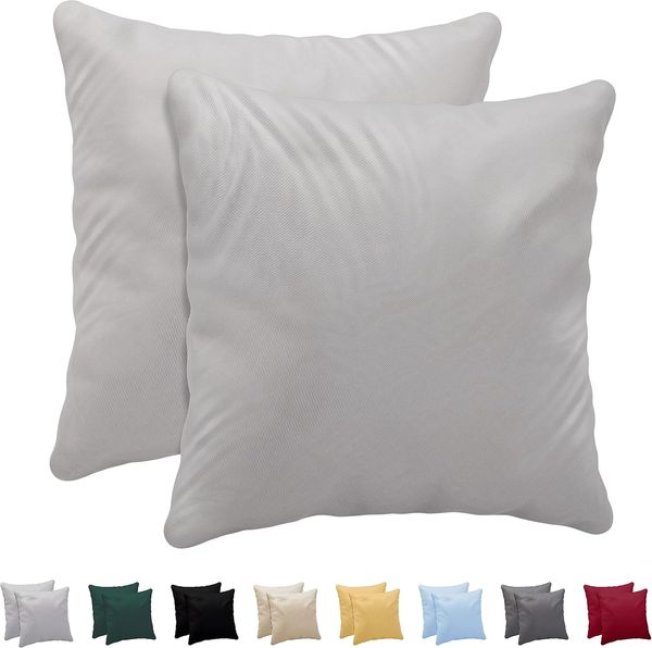 Kissenbezug 40x40 aus 100% Baumwoll-Jersey (2er Set) 150 g/qm - Hellgrau - Mit Reißverschluss - Twinzen Kissenbezüge 40x40 cm - Kissenhülle Öko Tex Zertifiziert - Ultra weich und atmungsaktiv