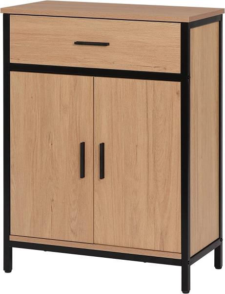 EUGAD Badezimmerschrank mit 1 Schublade 2 Türen, freistehender Badschrank, Badkommode mit verstellbarem Regal, Aufbewahrungsschrank für Wohnzimmer Küche Flur, 60x80x30 cm