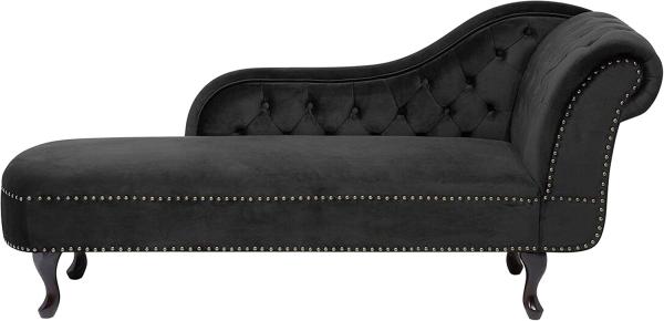 Chaiselongue Samtstoff schwarz rechtsseitig NIMES