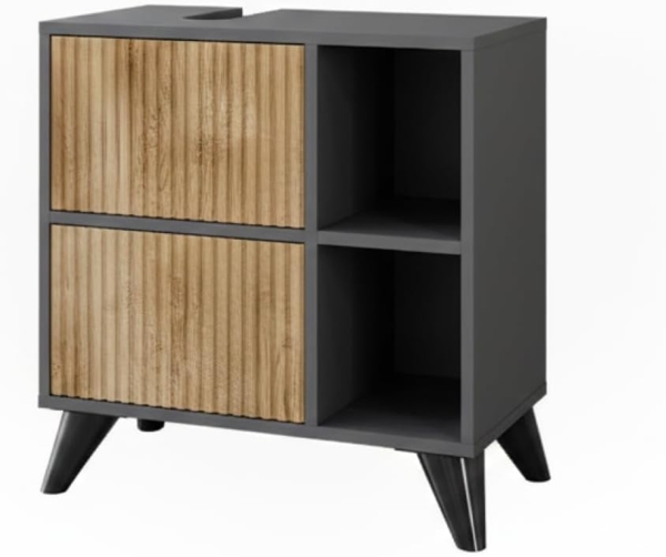 Waschbeckenunterschrank Leano Anthrazit/Bergeiche 60 x 62 cm mit 2 Schubladen Vicco