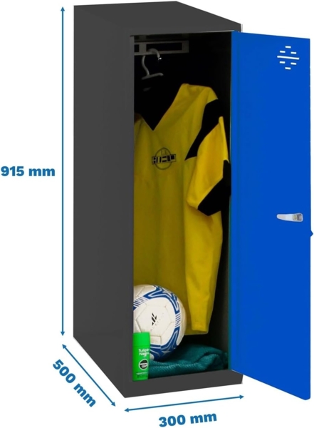 Simon Rack Simonlocker Kommode, klein, 915 x 300 x 500 mm, Amario aus Metall, mit Schlüssel, Anthrazit/Blau Bild 2