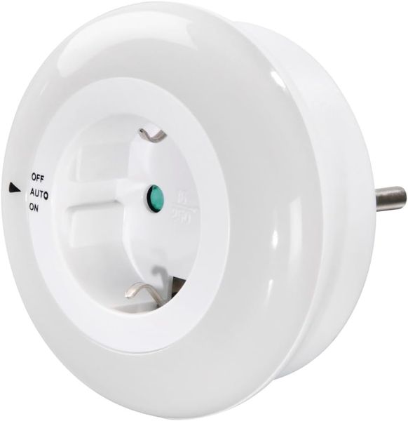 Hama LED Nachtlicht LED Nachtlicht mit Steckdose, Lichtsensor, Berührungsschutz, Ein-/Ausschalter, LED fest integriert, Tageslichtweiß