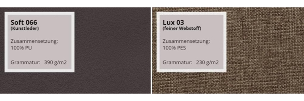 Ecksofa Torezio Bis mit Bettkasten, Schlaffunktion und Einstellbare Kopfstützen (Farbe: Soft 066 + Lux 03, Seite: Links) Bild 6