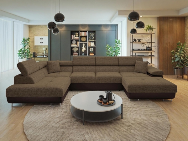 Ecksofa Torezio Bis mit Bettkasten, Schlaffunktion und Einstellbare Kopfstützen (Farbe: Soft 066 + Lux 03, Seite: Links) Bild 2