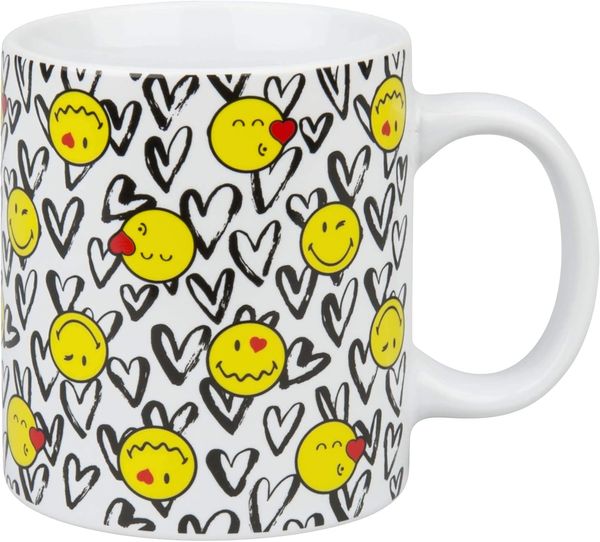 Könitz Smiley In Love Henkelbecher, Kaffeebecher, Kaffeetasse, Kaffee Tasse, Teetasse, Keramik, Weiß / Bunt, Ø 8. 5 cm, 41 0 502 1140