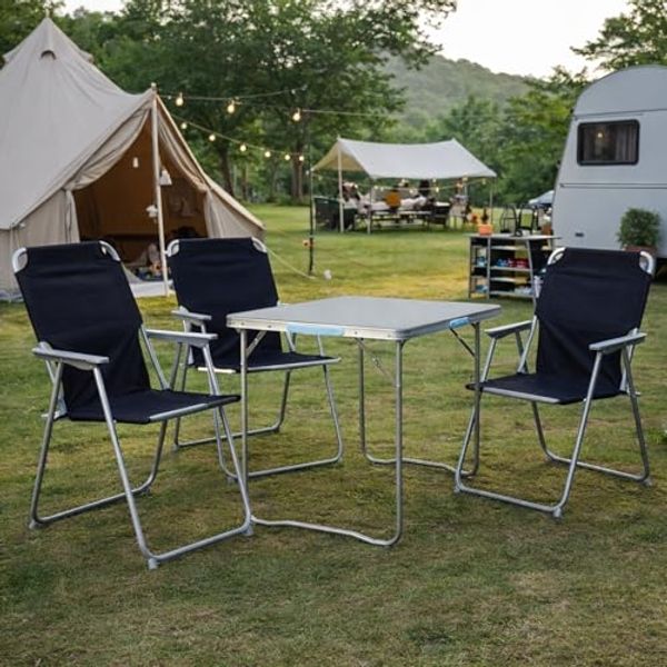 4-teiliges Campingmöbel Set Alu L70xB50xH59cm schwarz