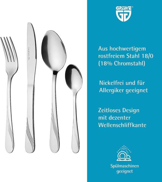 Gräwe Tafelbesteck 24-tlg., Edelstahl silber Bild 3