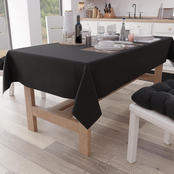 PETTI Artigiani Italiani - Rechteckige Tischdecke, Elegante Tischdecke, einfarbige Tischdecke aus Baumwolle, Küchentischabdeckung, Schwarze Tischdecke für 6 Plätze (140x180 cm), 100% Made in Italy Bild 1