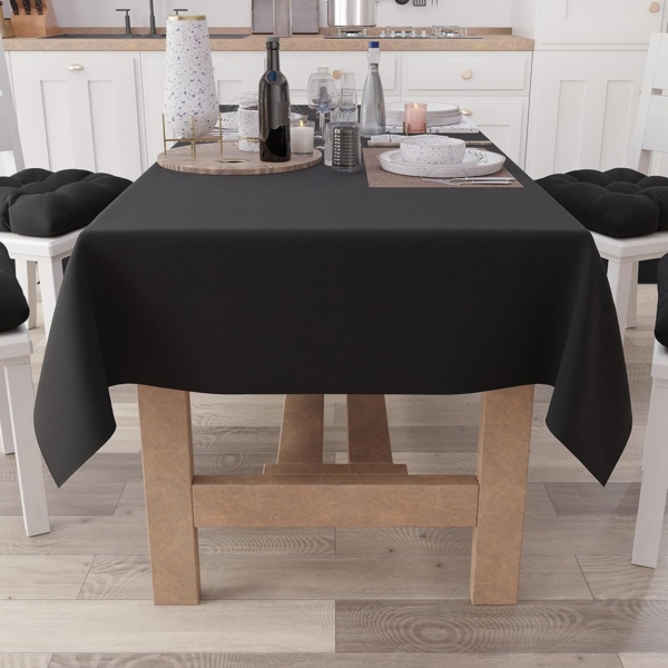 PETTI Artigiani Italiani - Rechteckige Tischdecke, Elegante Tischdecke, einfarbige Tischdecke aus Baumwolle, Küchentischabdeckung, Schwarze Tischdecke für 6 Plätze (140x180 cm), 100% Made in Italy Bild 2