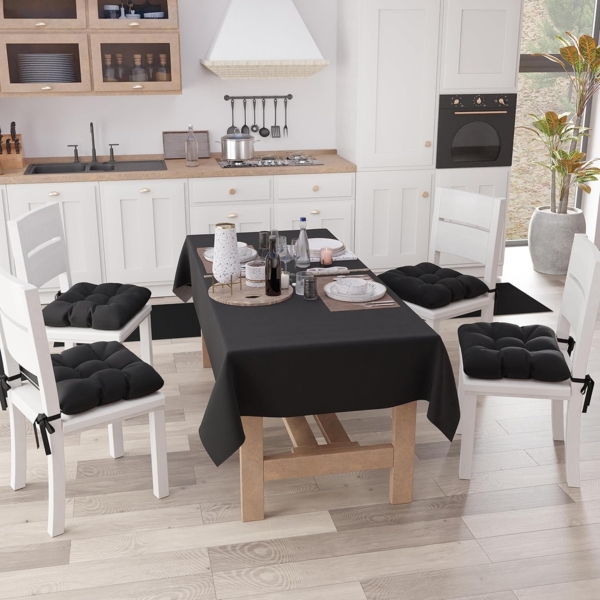 PETTI Artigiani Italiani - Rechteckige Tischdecke, Elegante Tischdecke, einfarbige Tischdecke aus Baumwolle, Küchentischabdeckung, Schwarze Tischdecke für 6 Plätze (140x180 cm), 100% Made in Italy Bild 4