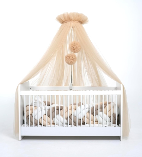 Baby Fancyroom Betthimmel Tüll Betthimmel für Babybett Babywiege Beistellbett Moskitonetz, 165cm lang, mit 2 Bommeln Bild 1