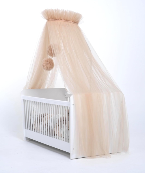 Baby Fancyroom Betthimmel Tüll Betthimmel für Babybett Babywiege Beistellbett Moskitonetz, 165cm lang, mit 2 Bommeln Bild 3