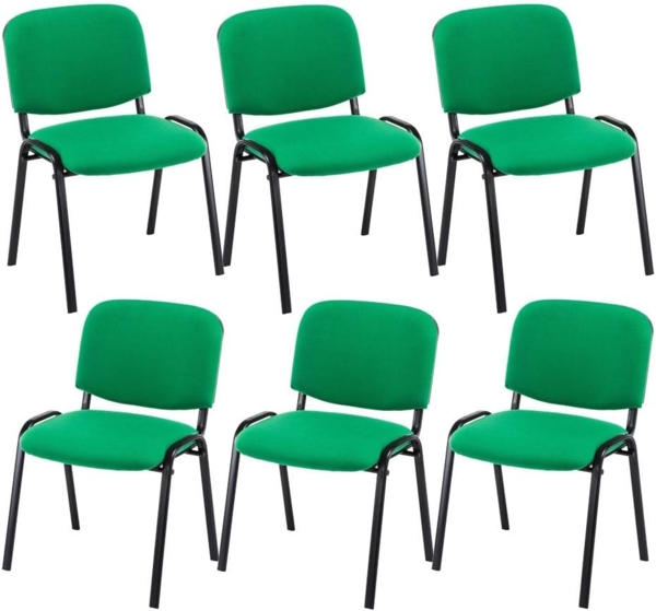 CLP 6er Set Besucherstuhl Ken Stoff stapelbar und mit robustem Metallgestell,grün