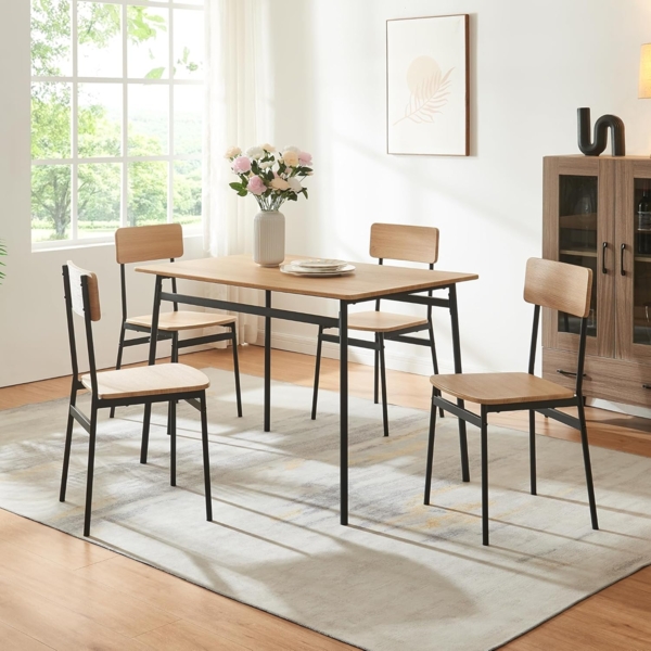 Essgruppe Pollenev 5-tlg. Schwarz/Eicheoptik [en. casa]