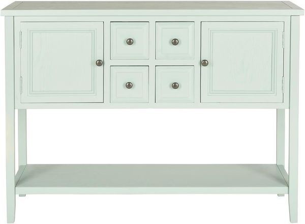 SAFAVIEH Contemporary Wooden Side Table with Storage, in Celadon, 40 X 115 X 85