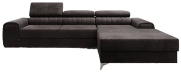 Designer Sofa Melinda mit Schlaf- und Klappfunktion Samt Dunkelbraun Rechts