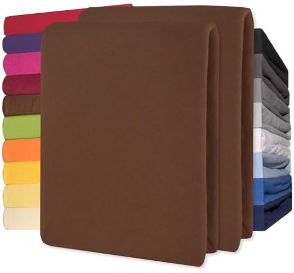 CelinaTex Jersey Topper Spannbettlaken Lucina 180x200-200x200 cm Schoko braun 100% Baumwolle gekämmt bis 12cm Matratzenhöhe Oeko-TEX