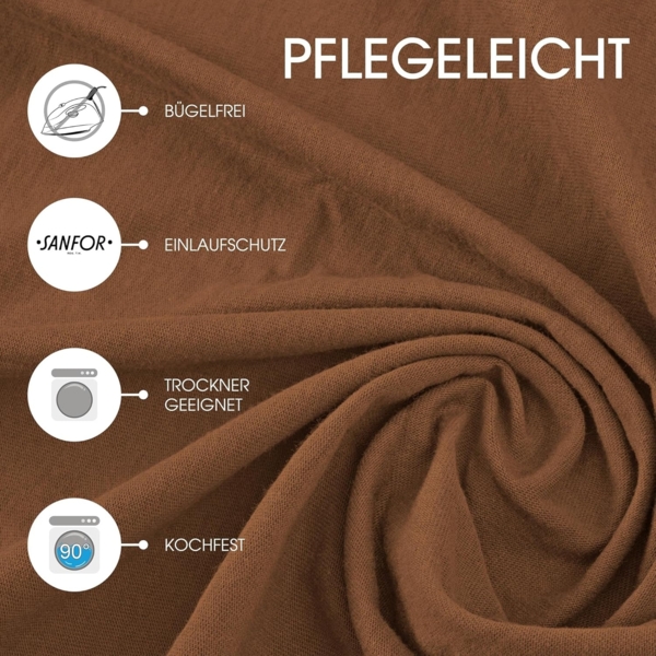 CelinaTex Jersey Topper Spannbettlaken Lucina 180x200-200x200 cm Schoko braun 100% Baumwolle gekämmt bis 12cm Matratzenhöhe Oeko-TEX Bild 5