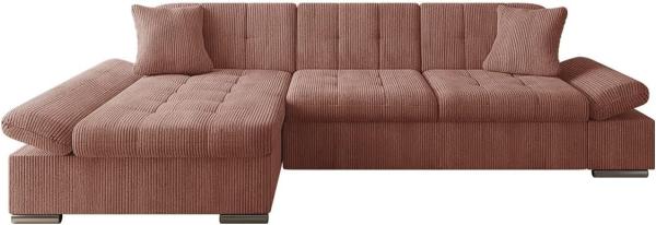 'Malwi' Ecksofa Cord linksseitig, rosa