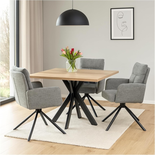 HTI-Living Esszimmerstuhl Esszimmerstuhl Kyra Hellgrau 2er-Set (Set, 2 St), Drehstuhl Auto-Return Bild 3