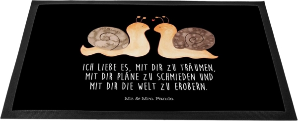 Mr. & Mrs. Panda Fußmatte Schnecken Liebe, Schmutzmatte 40 x 60 cm, Schwarz, Freundin, Fußmatte, Höhe: 40 mm Bild 3