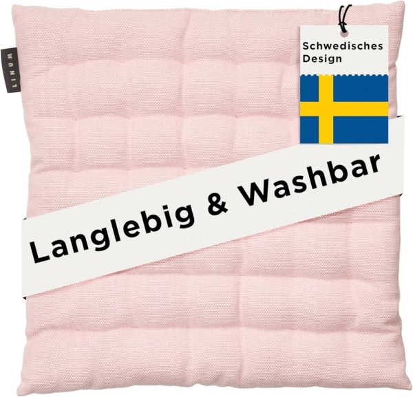 LINUM PEPPER Elegantes Sitzkissen 40x40 cm, 100% Baumwolle, Maschinenwaschbar, Altrosa