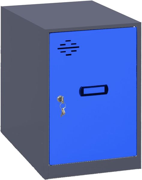 Simon Rack Simonlocker Kommode, klein, 475 x 300 x 500 mm, Amario aus Metall, mit Schlüssel, Anthrazit/Blau