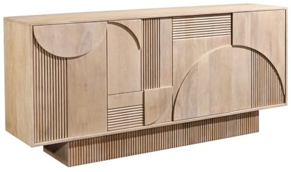 riess-ambiente Sideboard ART DECO 170cm weiß gekälkt (Einzelartikel, 1 St), Massivholz · Kommode · 6 Fächer · 3D-Front · Wohnzimmer · Design