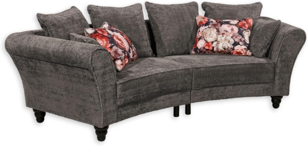 CORINNA Sofa in Ash - Geschwungene Wohnzimmer Couch mit Massivholz Füßen - 290 x 77 x 95 cm (B/H/T)