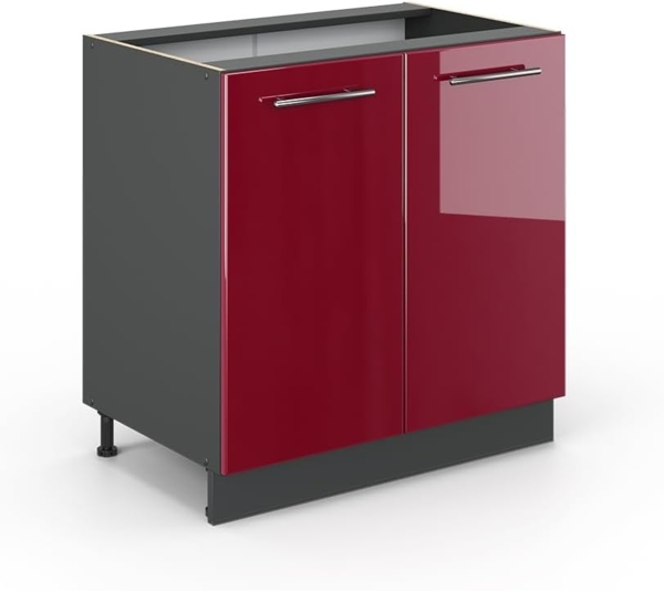 Vicco Unterschrank 80 cm Küchenschrank Hängeschrank Küchenzeile Fame-Line (Bordeaux Hochglanz)