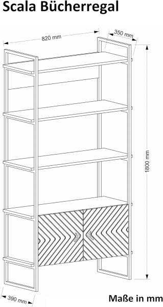 Bücherregal Scala mit Metallfüße Walnuss Bild 3