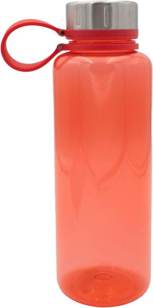 Steuber Trinkflasche Steel-Top 1000ml Kunststoff-Trinkflasche mit Edelstahldeckel, rot