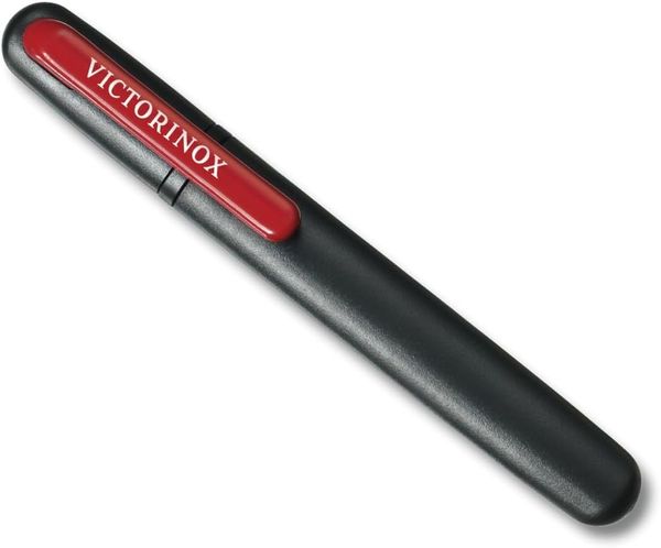 Victorinox Dual Messerschärfer, Schärfen von geraden Klingen, für Grob- und Feinschliff, Swiss Made, schwarz/rot