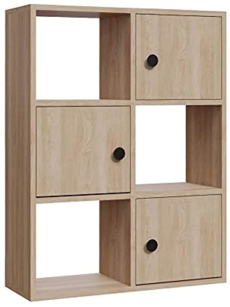WELL HOME MOBILIARIO & DECORACIÓN Bücherregal, 100 % melaminbeschichtete Spanplatte, Eiche