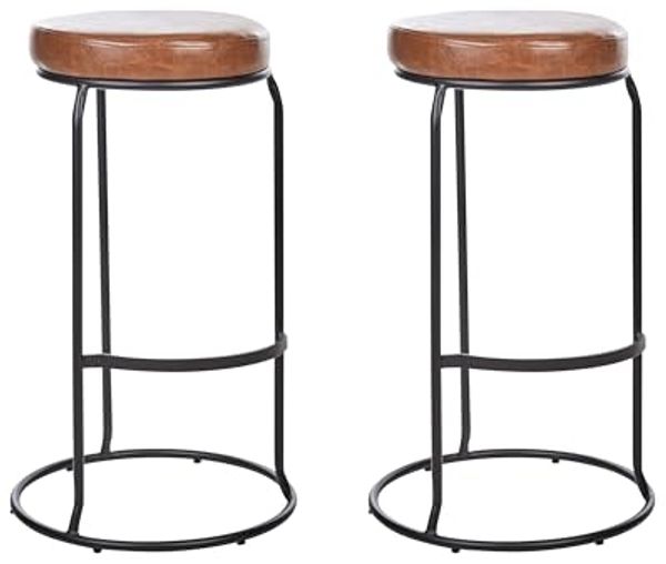 Set mit 2 Barhockern MILROY Kunstleder Braun