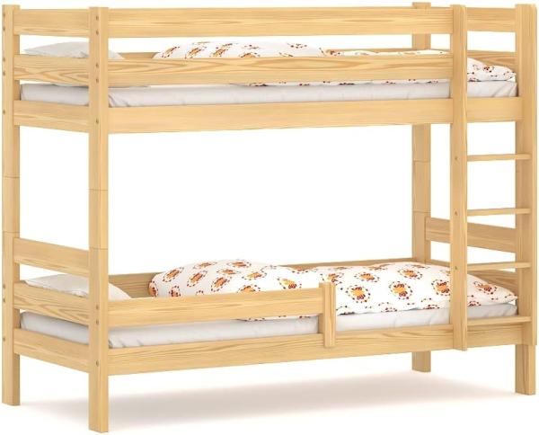 WNM Group 2in1 Etagenbett oder 2 Einzelbetten - Hochbett für Kinder Sophie - Stockbett mit Rausfallschutz und Lattenrost - Absturzsicherung Doppelstockbett - Jugendbett 90x180 cm - Kiefer