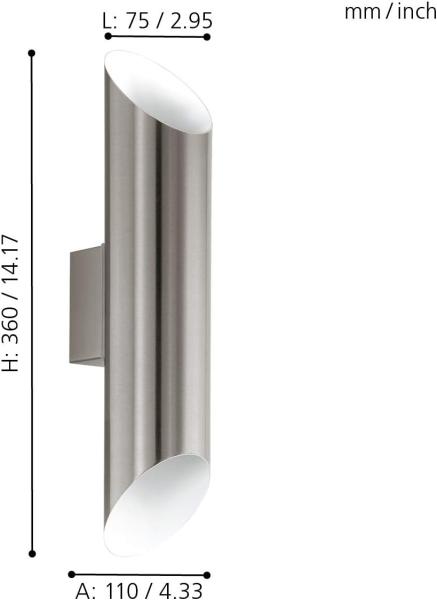 Eglo 94803 Aussenleuchte LED Wandleuchte 2-flammig Up & Downlight EDELSTAHL/WEISS AGOLADA L:7,5cm H:36cm Bild 4