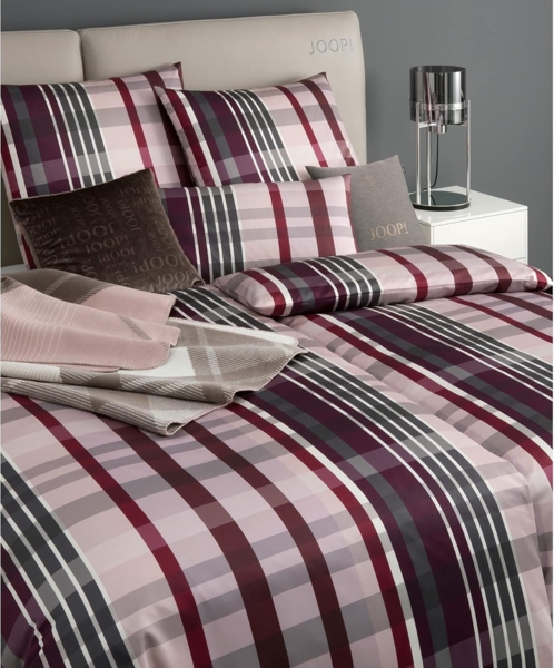 Joop! Mako-Satin Bettwäsche 155x220 Checks rose Karo rosa 4098-1 Bild 2