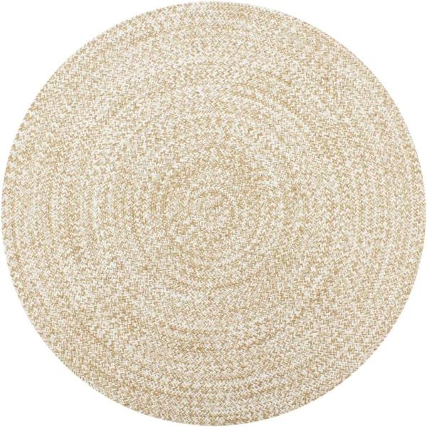 vidaXL Teppich Handgefertigt Jute Weiß und Natur 90 cm 133722