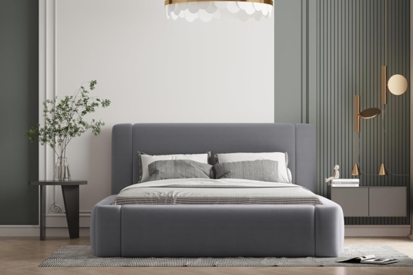 Polsterbett OLAF 120x200 mit Matratze, Bettkasten und Lattenrost. Farbe: VELUTTO 18