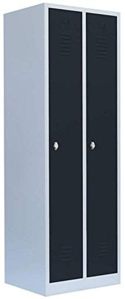 Steelboxx Spind Garderobenschrank Stahlschrank Metallschrank Kleiderspind 180 x 60 x 50 cm lichrgrau/anthrazit 2 Abteile 510128
