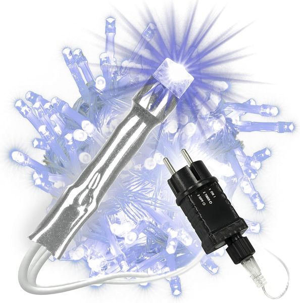 Nipach LED-Lichterkette LED Lichterkette 100er blau Kabel transparent 10m