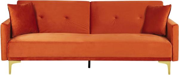 Schlafsofa 3-Sitzer Samtstoff orange LUCAN