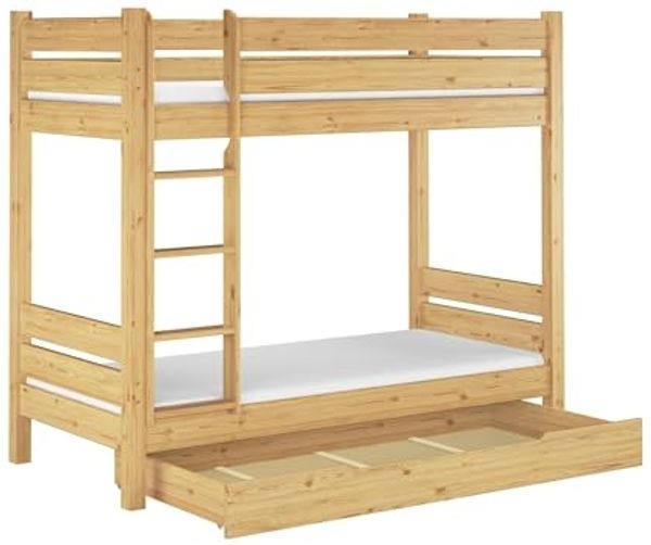 Erst-Holz Etagenbett stabil Kiefer 90x200 Nische 80 teilbar Rollrost Matratzen Bettkasten
