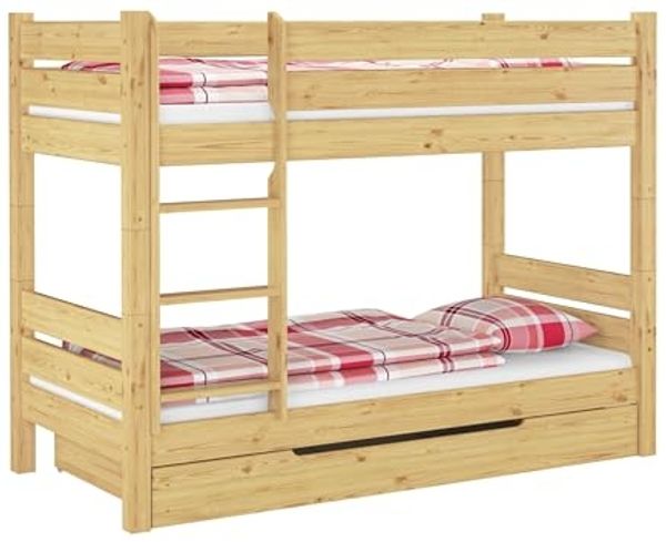 Erst-Holz Etagenbett stabil Kiefer 90x200 Nische 80 teilbar Rollrost Matratzen Bettkasten Bild 4