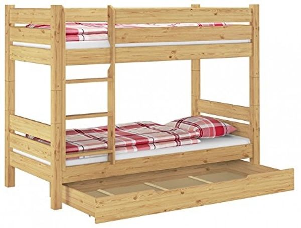 Erst-Holz Etagenbett stabil Kiefer 90x200 Nische 80 teilbar Rollrost Matratzen Bettkasten Bild 3