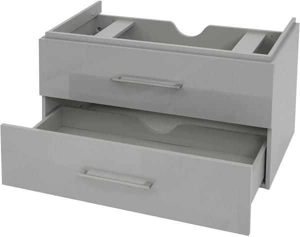 Premium Waschbeckenunterschrank HWC-D16, Waschtischunterschrank Waschtisch Badmöbel, hochglanz 90cm ~ grau