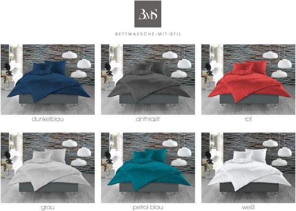 Bettwaesche-mit-Stil Mako Satin Damast Bettwäsche Waves Dunkel Blau Garnitur 155x200cm Bild 5