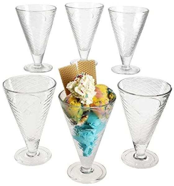 MamboCat Eisschale 6er Set COPA HELADO Eisbecher 340ml auf Fuß Glas, Glas